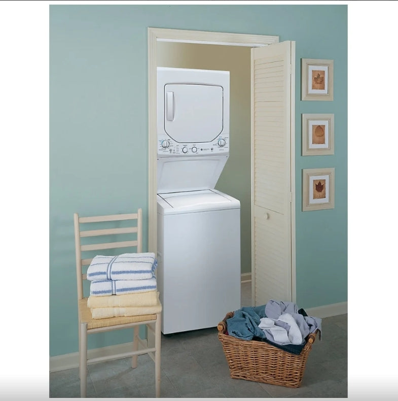 LAUNDRY CENTER 27"/ WHITE - TOP LOAD WASHER & DRYER- GE -GUD27ESMMWW